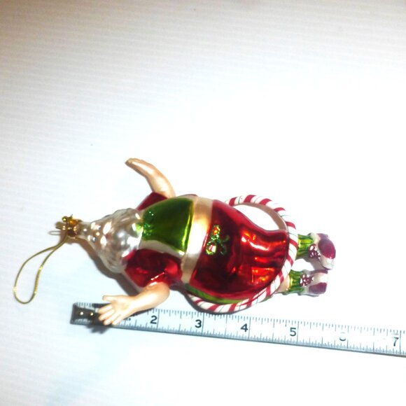 Vintage SANTA ORNAMENT 2x Santa MAN on the MOON Christmas Tree Ornament - Picture 13 of 14